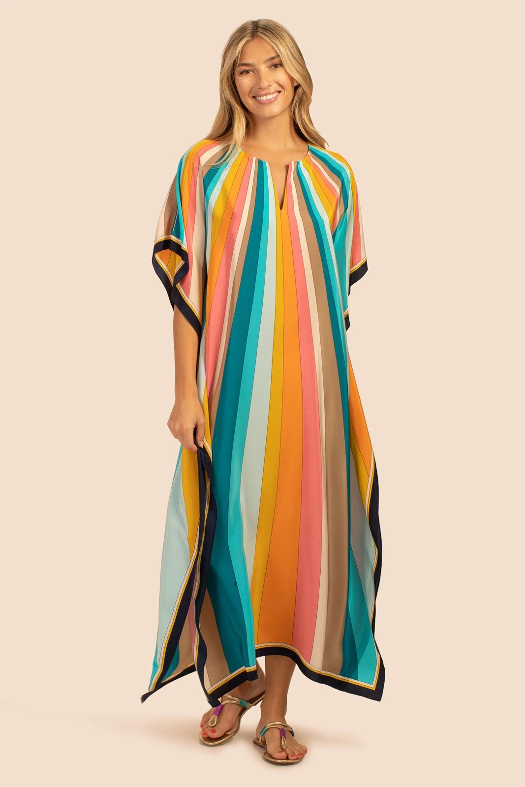 Vibrant Stripes Kaftan Dress - Navvi.in