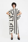 White & Black Kaftan Dress - Navvi.in