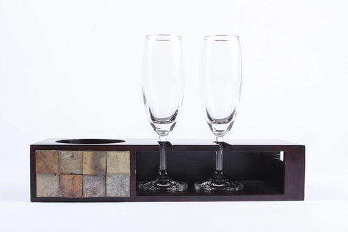Champagne Tray Small With Glasses - Navvi Lifestyle